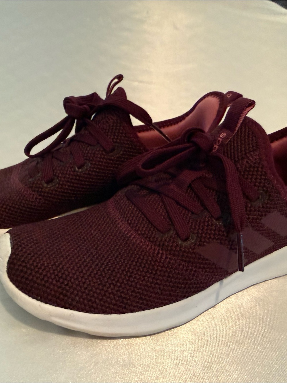 adidas Women's Burgundy Knit Sneakers with White Sole